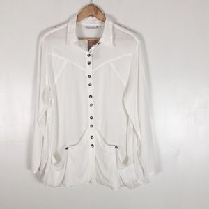 Soft Surroundings Cezanne Button Front Top Sz L